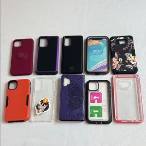 10 Assorted Phone Cases - Black, Purple, Red, Orange